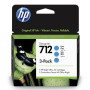 Tri-Pack Original HP Cyan, nr.712, pentru DesignJet Studio 24|Studio 36|T230|T250|T630|T650, 29ml, (timbru verde 0.45 lei), "3ED