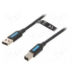 CABLURI USB pt. PC. imprimante - Vention USB 2.0 A Male to B Male Cable 5M Black PVC Type , "COQBJ" - 6922794748590