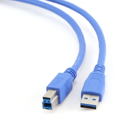 CABLU USB GEMBIRD pt. imprimanta, USB 3.0 (T) la USB 3.0 Type-B (T), 1.8m, conectori auriti, albastru, "CCP-USB3-AMBM-6" (timbru