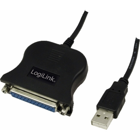 CABLU USB LOGILINK adaptor, USB 2.0 (T) la Paralel (D-Sub 25-pin), 1.5m, conecteaza port USB cu imprimanta cu port paralel, negr