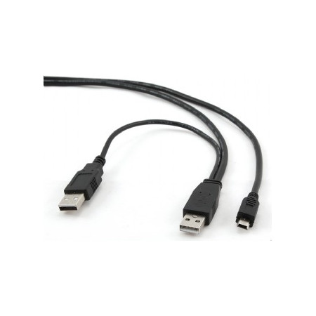 CABLU alimentare si date GEMBIRD, pt. smartphone, USB 2.0 (T) la Mini-USB 2.0 (T), 0.9m, conectori auriti, extra power socket US