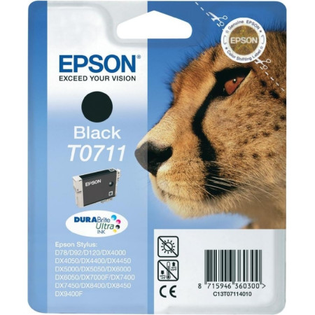 Cartus Cerneala Original Epson Black, T0711, pentru D78|DX4000|4050|5000|5050|6000|6050|7000F, , (timbru verde 0.15 lei),  "C13T
