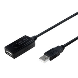 CABLU USB LOGILINK prelungitor, USB 2.0 (T) la USB 2.0 (M), 10m, activ (permite folosirea unui cablu USB lung), negru, "UA0143" 