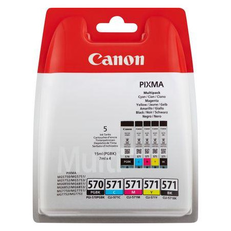 Combo-Pack  Original Canon CMYKPB, PGI-570B/CLI-571, pentru Pixma MG5750|MG5751|MG6850|MG6851|MG7750|MG7751|MG7752|TS5050|TS5051