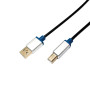 CABLU USB LOGILINK pt. imprimanta, USB 2.0 (T) la USB 2.0 Type-B (T), 2m, premium, conectori auriti, black, "BUAB220" (timbru ve