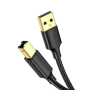 CABLU USB Ugreen pt. imprimanta, "US135" USB 2.0 (T) la USB 2.0 Type-B (T), 1.5m, conectori auriti, negru, "10350" (timbru verde