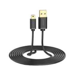 CABLU USB Ugreen, "US132" USB 2.0 (T) la Mini-USB (T) 5 Pin, 1m, conectori auriti, negru, "10355" (timbru verde 0.08 lei) - 6957