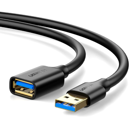 CABLU USB Ugreen prelungitor, "US129" USB 3.0 (T) la USB 3.0 (M), conectori auriti, 2m, negru, "10373" (timbru verde 0.18 lei) -