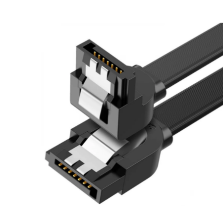 CABLU de date Ugreen, "US217", SATA 3(T) la SATA 3(T), unghi 90 de grade la un capat, 0.5m, negru "30797" (timbru verde 0.08 lei
