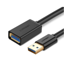 CABLU USB Ugreen prelungitor, "US129" USB 3.0 (T) la USB 3.0 (M), conectori auriti, 3m, negru, "30127" (timbru verde 0.18 lei) -