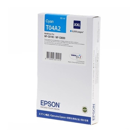 Cartus Cerneala Original Epson Cyan, T04A240, pentru WorkForce WF-C8190|WF-C8690DWF, 8k, incl.TV 1.2incl.TV,  "C13T04A240"