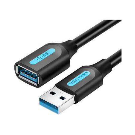 Cablu USB prelungitor Vention, USB 3.2 gen 1 (T) la USB 3.2 gen 1 (M), 1.5m rata transfer 5 Gbps, invelis PVC, negru, "CBHBG" (t