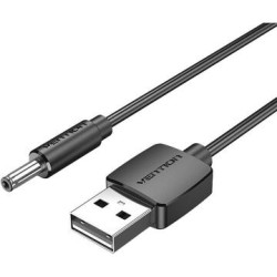 CABLU alimentare Vention, USB (T) la DC (T) 3.5mm, 1m, 5V, 2A, negru, "CEXBF" (timbru verde 0.08 lei)