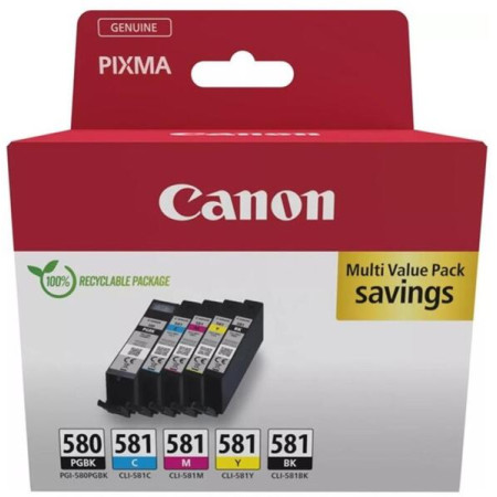 Combo-Pack Original Canon CMYKPB, PGI-580/CLI-581 VP, pentru Pixma TR7550|TR8550|TS6150|TS6250|TS705|TS8150|TS8250|TS9150|TS9155