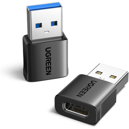 ADAPTOR Ugreen, "US701", USB Type-C(M) la USB 2.0(T), incarcare max 3A, include 2 bucati, negru "45275" (timbru verde 0.08 lei) 