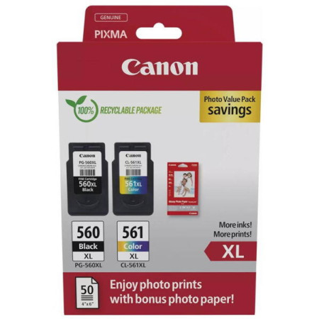 Combo-Pack Original Canon Black/Color, PG-560XL/CL-561XL-VP, pentru Pixma TS5350|TS5351|TS5352, 400/300,(GP-501 50pag) (timbru v