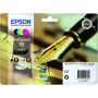 Multi-Pack Epson CMYK, nr.16, pentru Original WF-2010|WF-2510|WF-2520|WF-2530|WF-2540, 5.4ml, 3x3.1ml, (timbru verde 0.8 lei)"C1