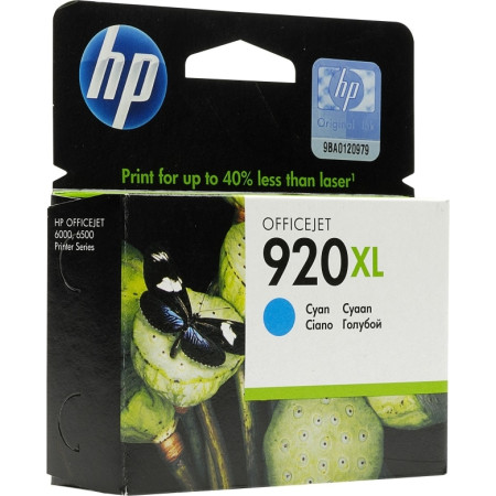 Cartus Cerneala Original HP Cyan, nr.920XL, pentru OfficeJet 6000|6500|7000|7500, , (timbru verde 0.15 lei), "CD972AE"