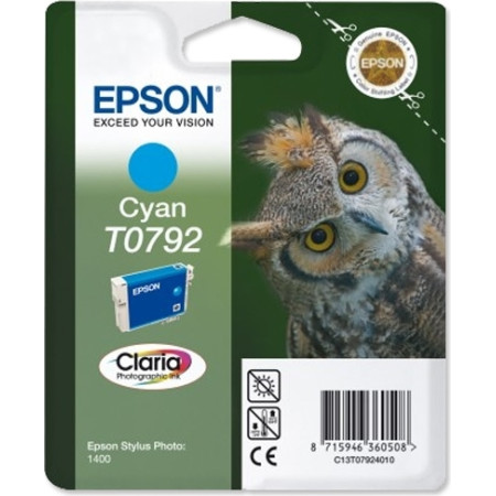 Cartus Cerneala Original Epson Cyan, T0792, pentru Stylus Photo 1400, , (timbru verde 0.15 lei),  "C13T07924010"
