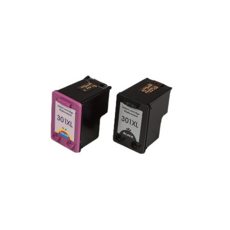 Încărcătură cerneală renovată CH563EE / CH564EE, no.301XL/BK+color/20ml+18ml pentru imprimante HP (multipack)