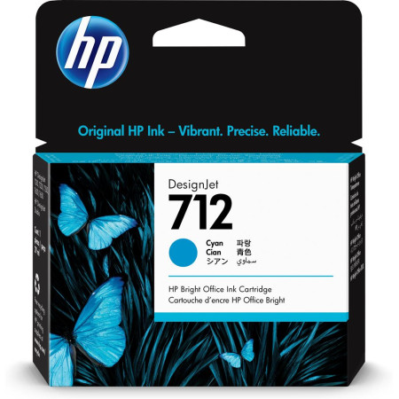Cartus cerneala Original HP Cyan, nr.712, pentru DesignJet Studio 24|Studio 36|T230|T250|T630|T650, 38ml, (timbru verde 0.15 lei