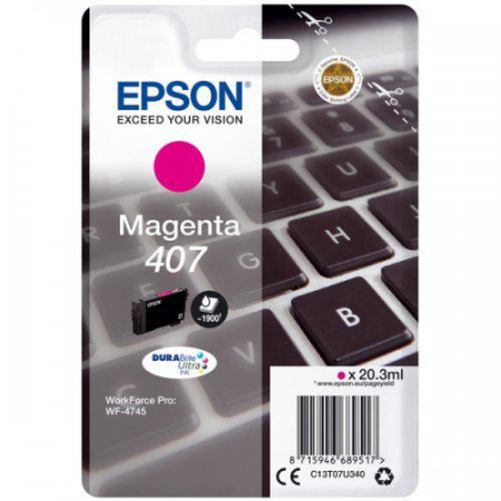 Cartus Cerneala Original Epson Magenta, nr.407, pentru WF-4745 Series , 20,3ml, (timbru verde 0.15 lei), "C13T07U340"(RAPO)